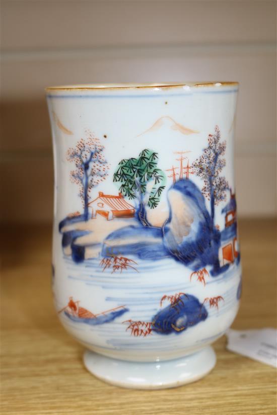 An 18th century Chinese verte Imari mug height 13.5cm